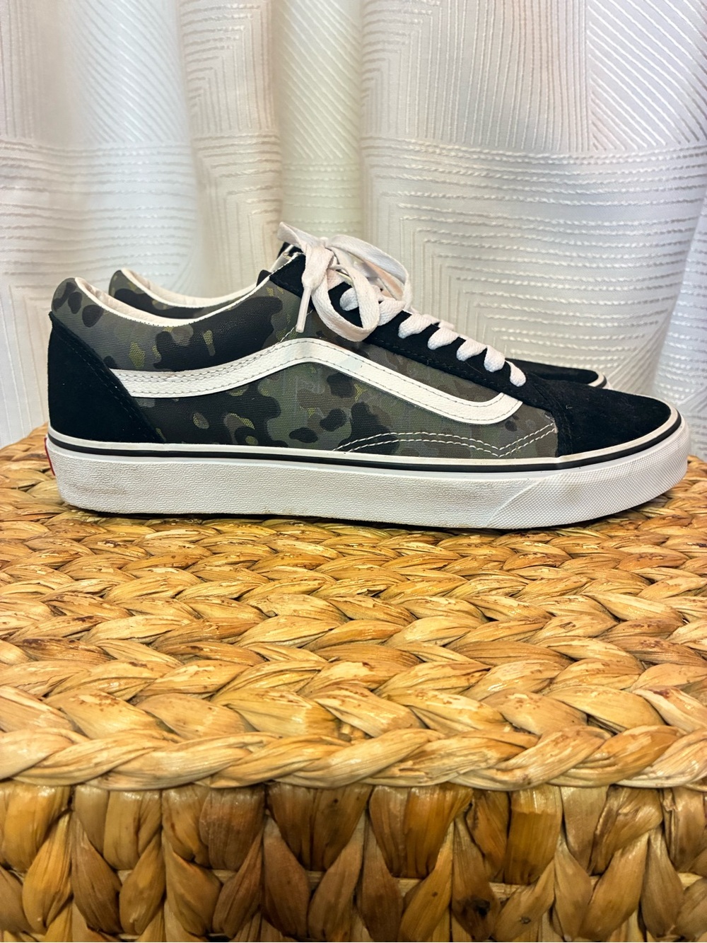Vans Old Skool Low Top Sneakers - Black & Green Camo Mens Sz 10.5 - Picture 3 of 8